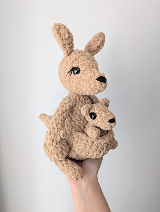 Kangaroo Mom and Baby - Crochet PATTERN ONLY