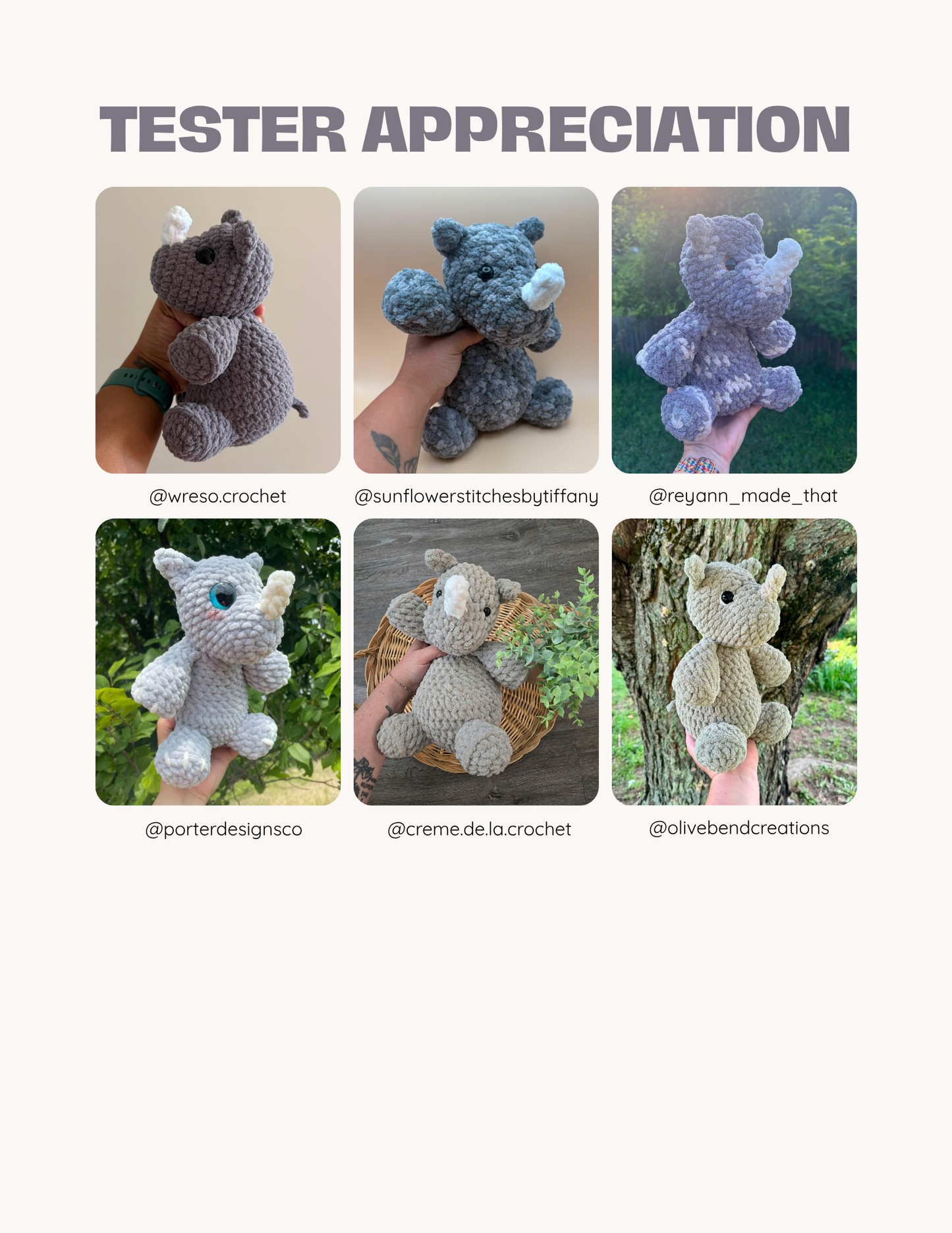 Rhino - Crochet PATTERN ONLY – Plush Fundraiser