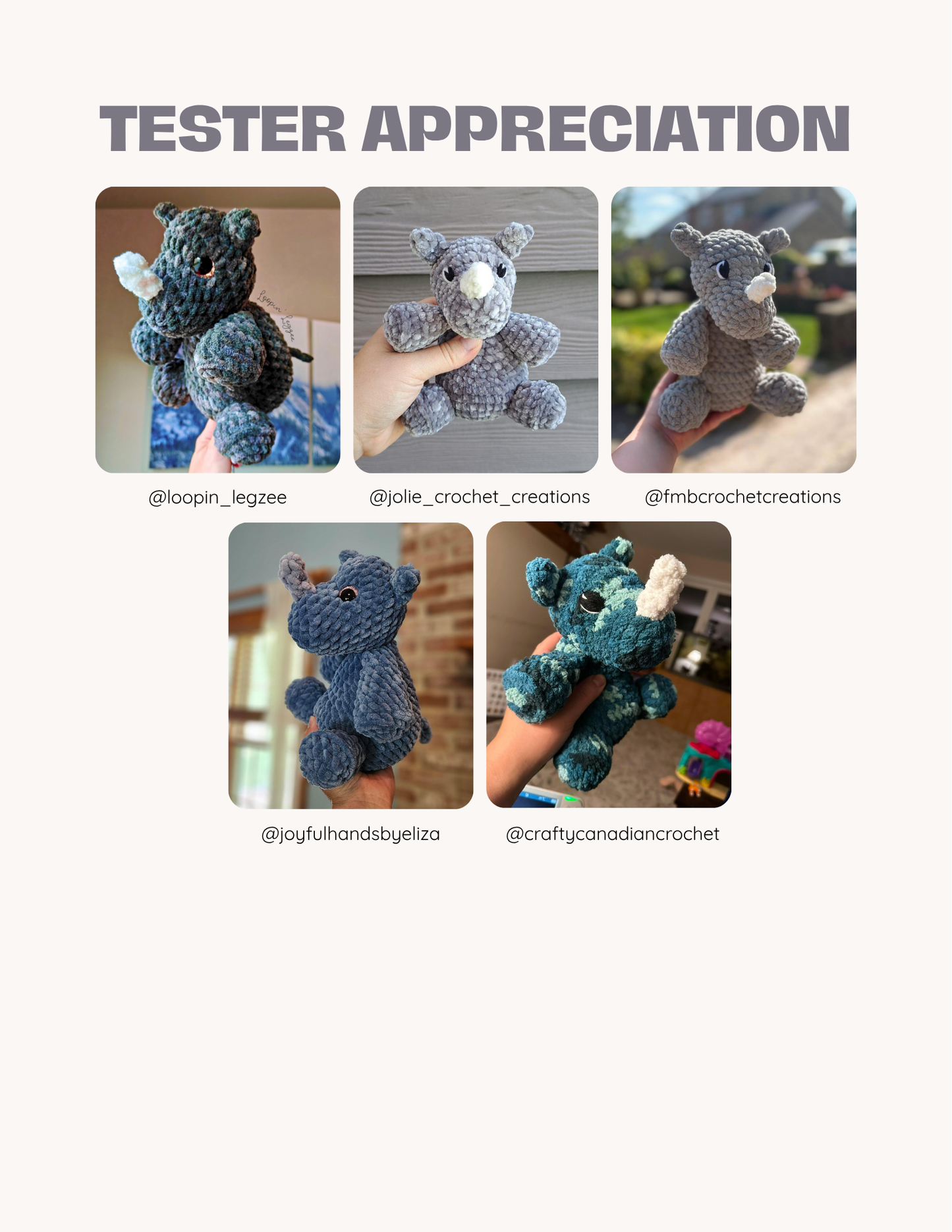 Rhino - Crochet PATTERN ONLY – Plush Fundraiser