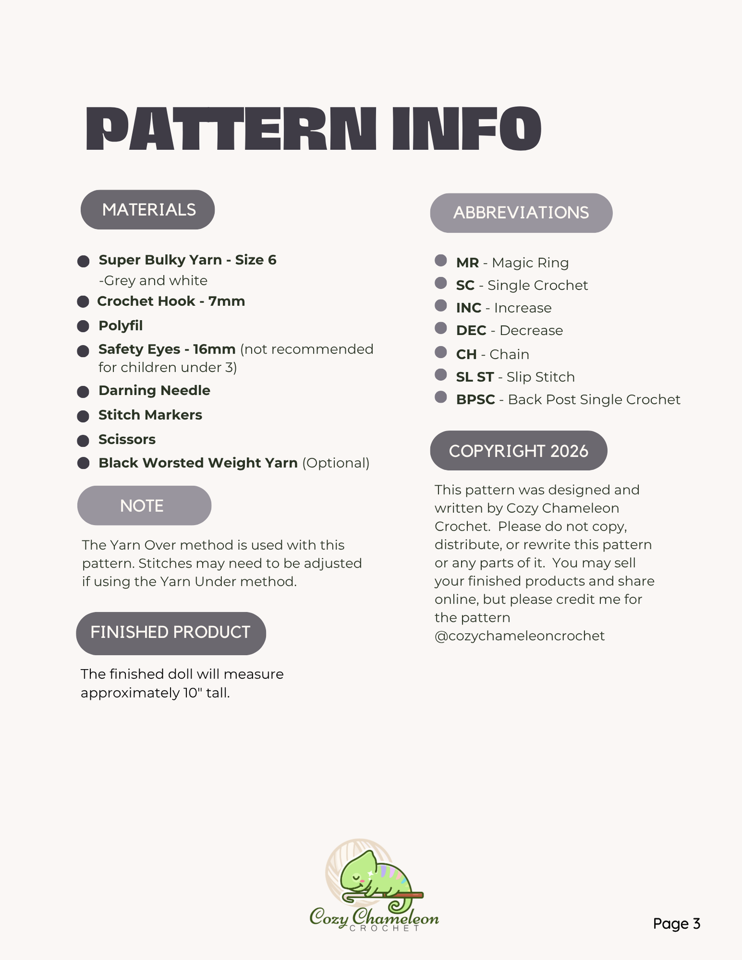 Rhino - Crochet PATTERN ONLY – Plush Fundraiser