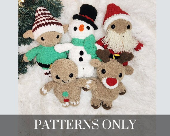 BUNDLE Christmas Crochet Pattern – Elf, Santa, Snowman, Reindeer & Gingerbread Person