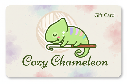 Cozy Chameleon Crochet gift card design